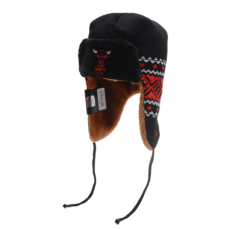 Chicago Bulls Trapper Knit Hat id01